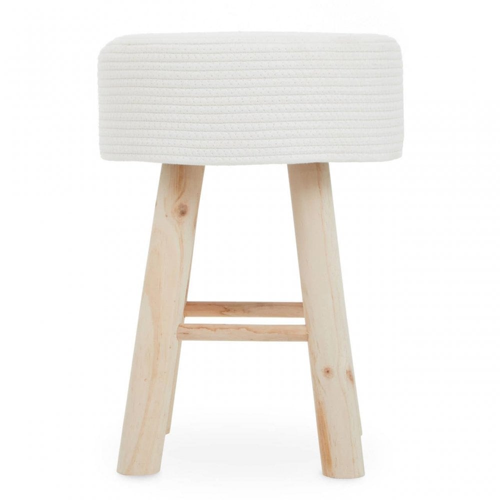 Lentigo White Cotton Rope Stool