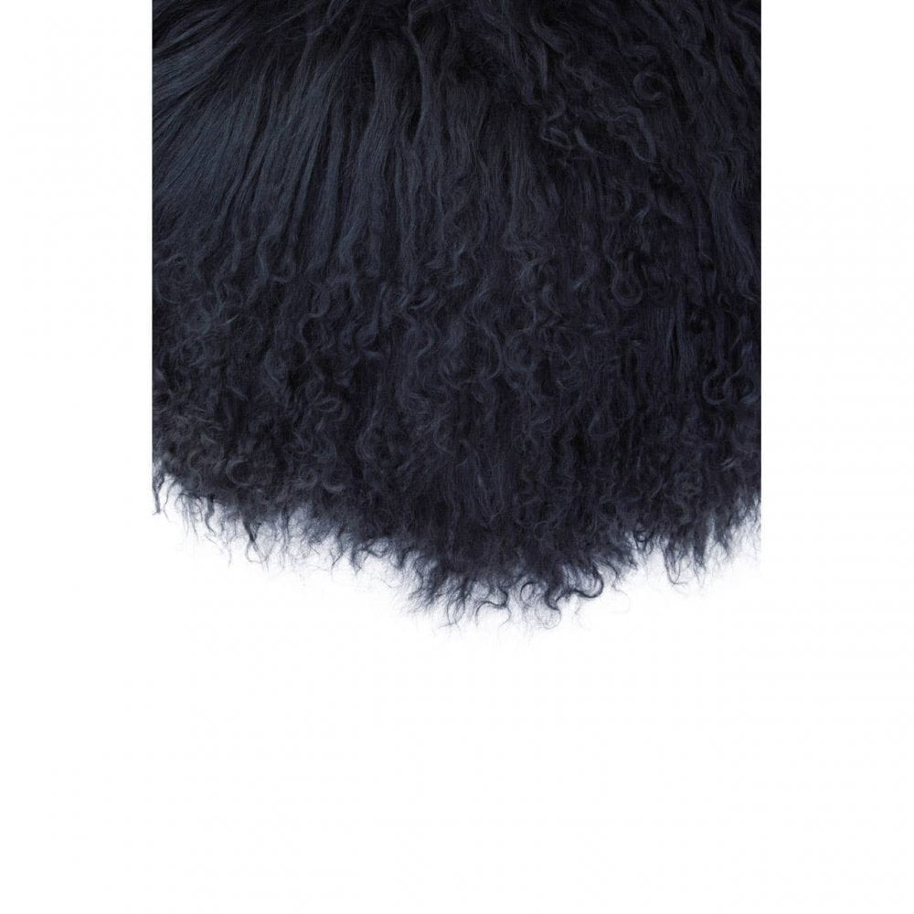 Bosie Round Black Mongolian Fur Cushion