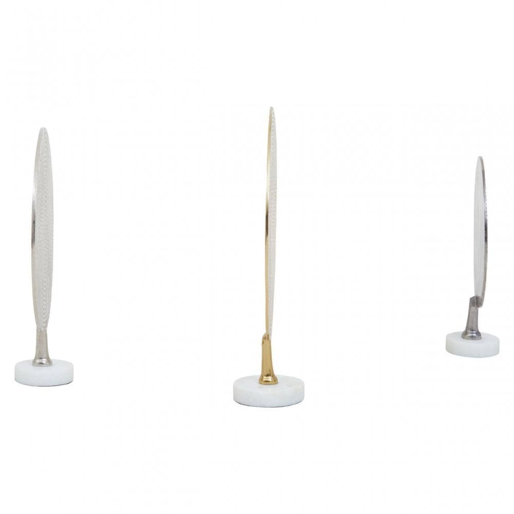 Elias Set Of Three Gold Silver And Black Hammered Metal Sculptures