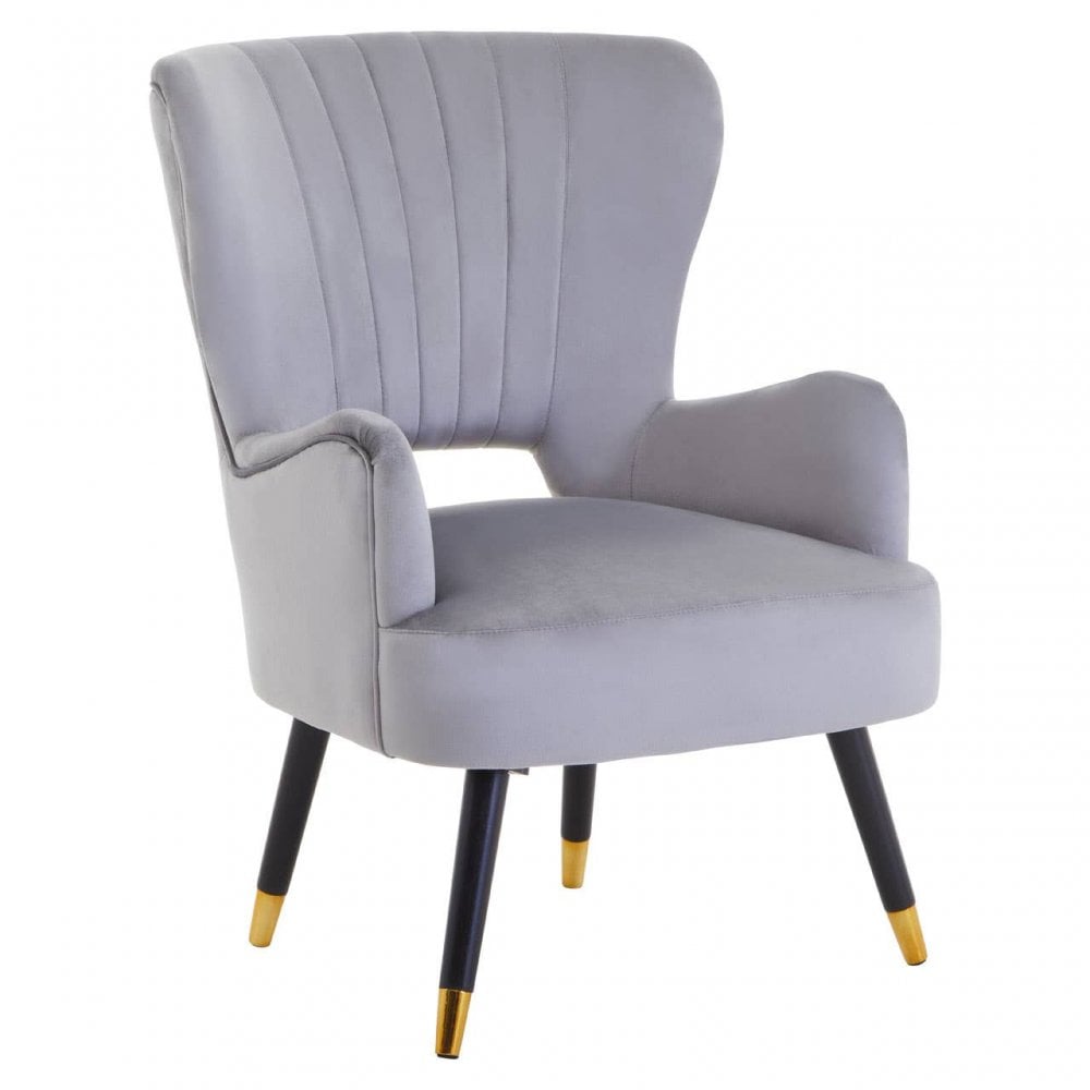 Loretta Grey Velvet Cut Out Back Chair
