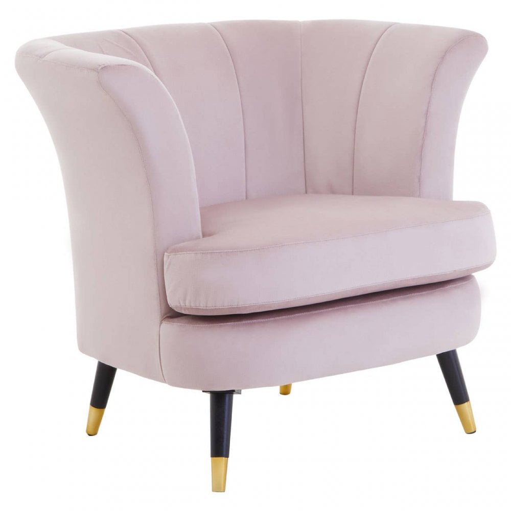 Loretta Dusky Pink Velvet Scalloped Chair