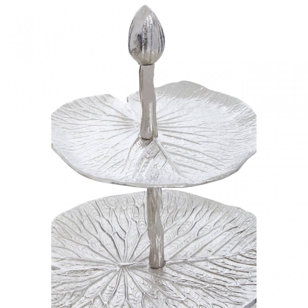 Salma Three Tier Silver Lotus Leaf Cake Stand