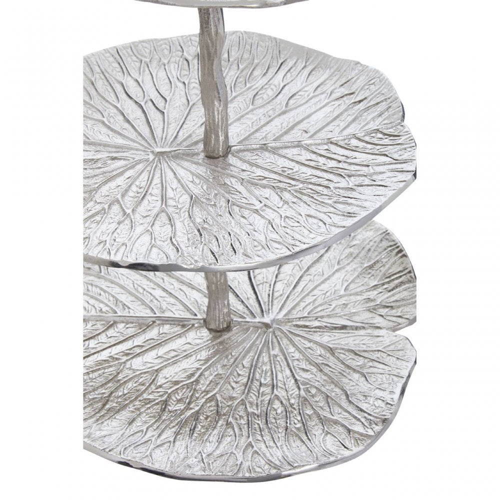 Salma Three Tier Silver Lotus Leaf Cake Stand