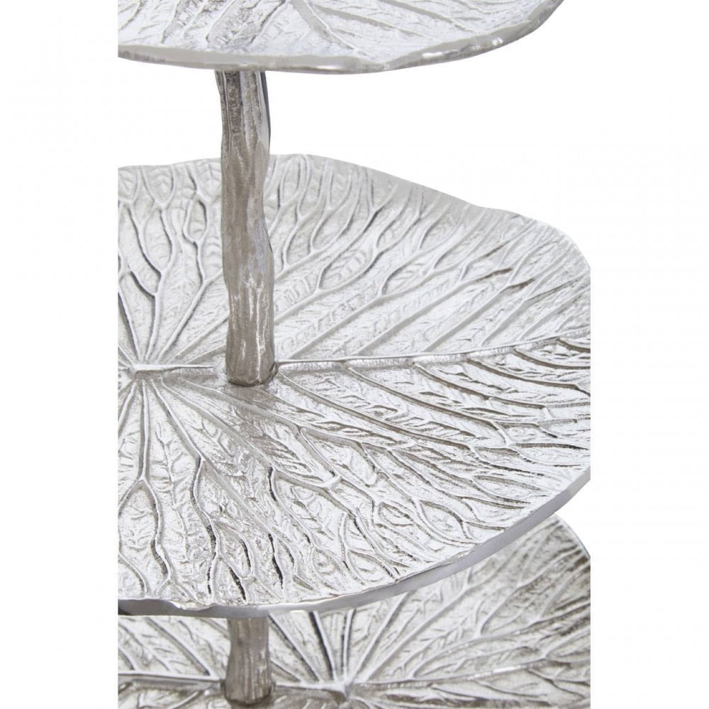 Salma Three Tier Silver Lotus Leaf Cake Stand