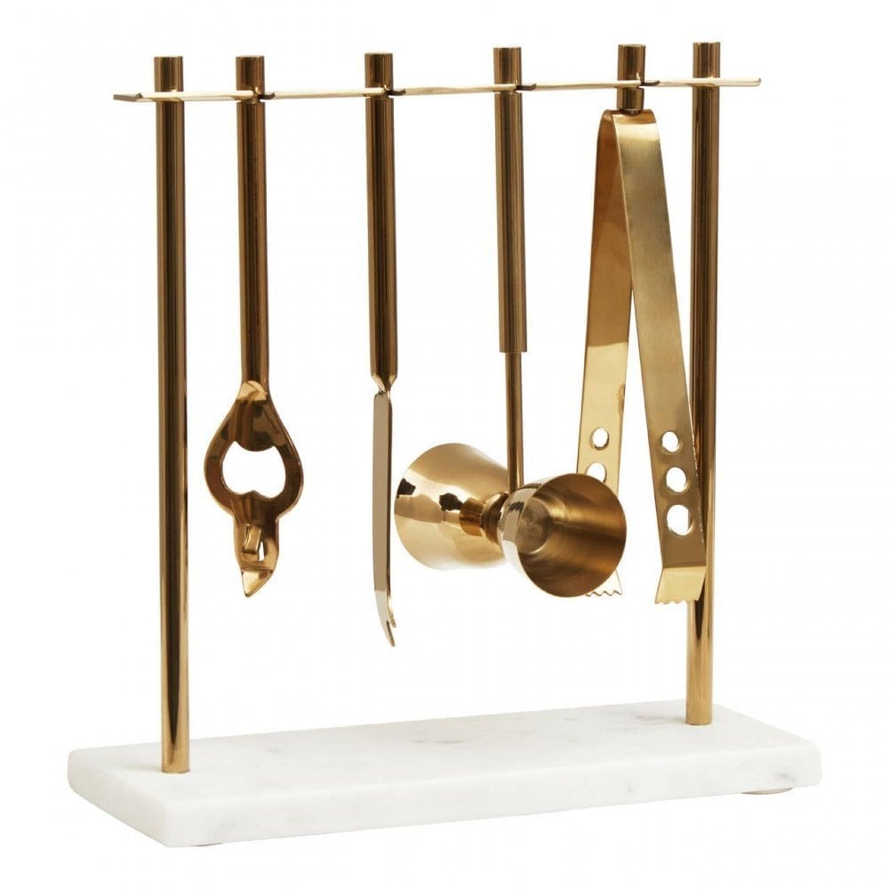 Omari White Marble Bar Tool Stand