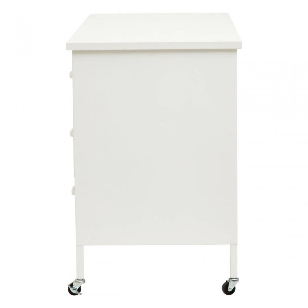 Academy Three Drawer White Desk