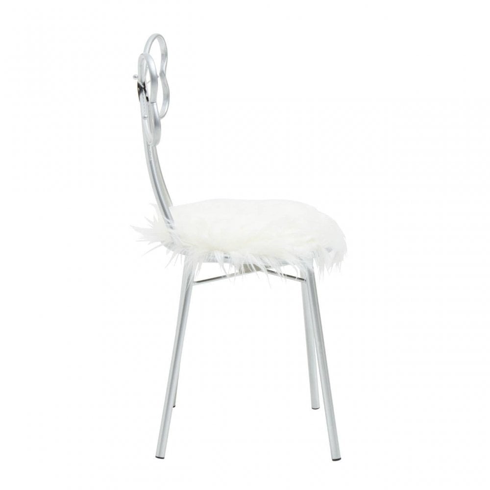 Jolie Silver Bow Faux Fur Chair