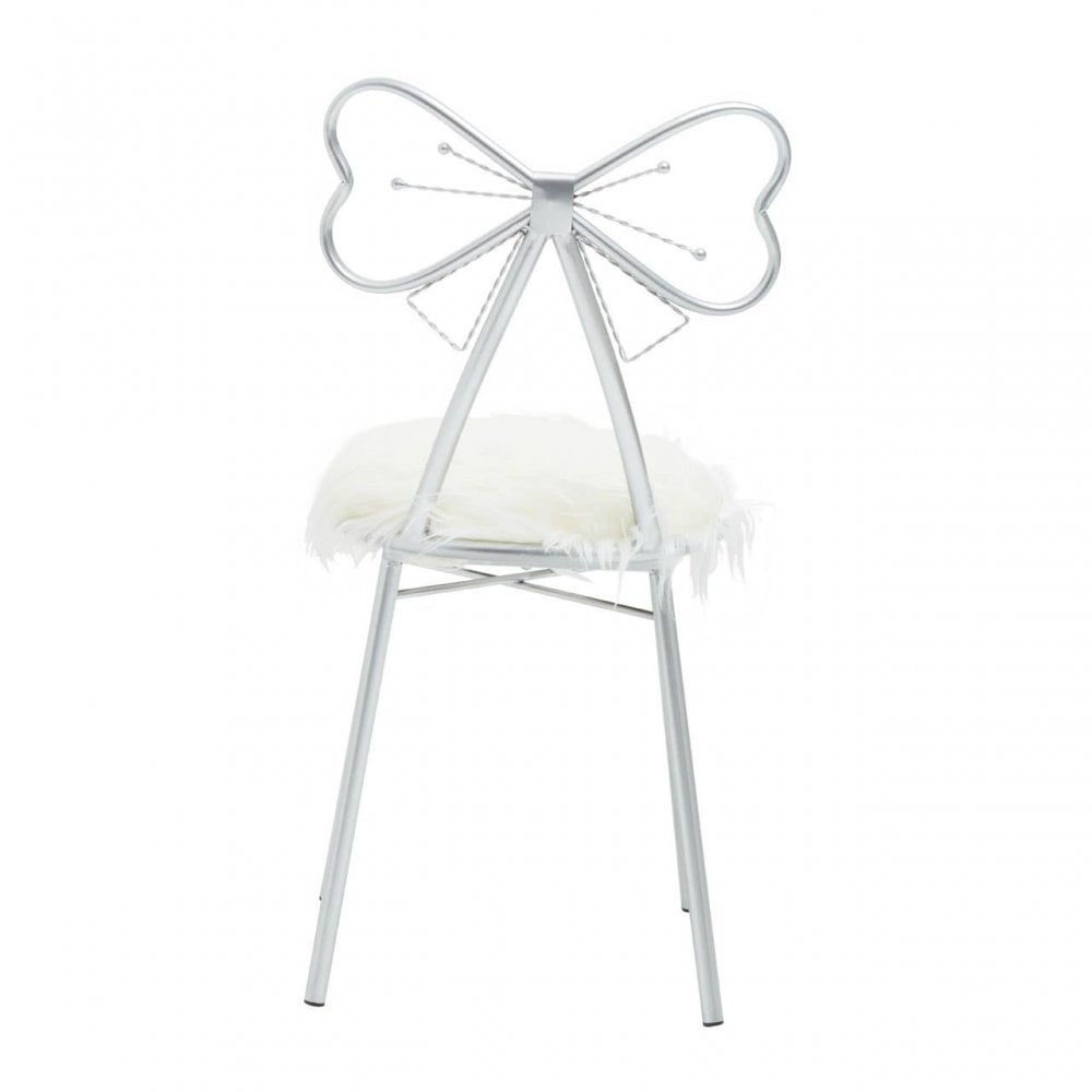 Jolie Silver Bow Faux Fur Chair
