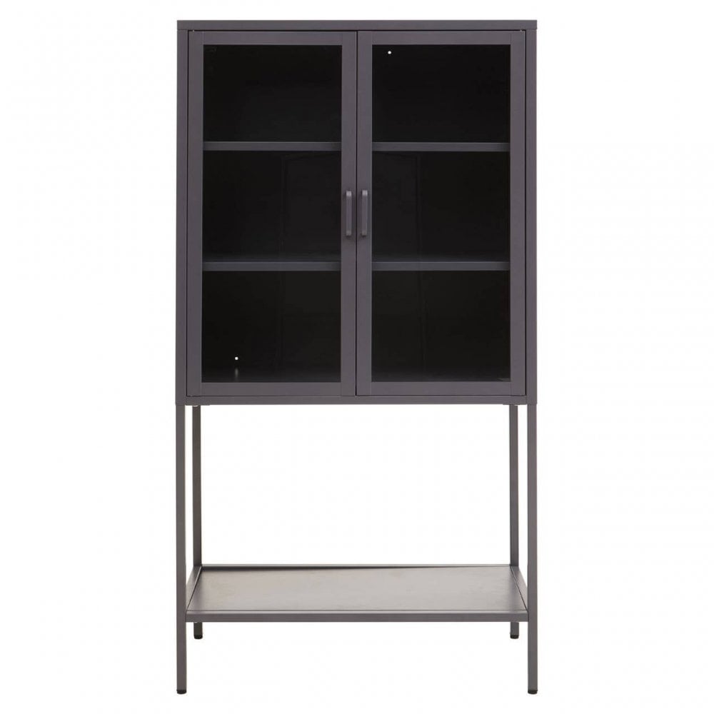 Acier Two Door Grey Cabinet With Shelf