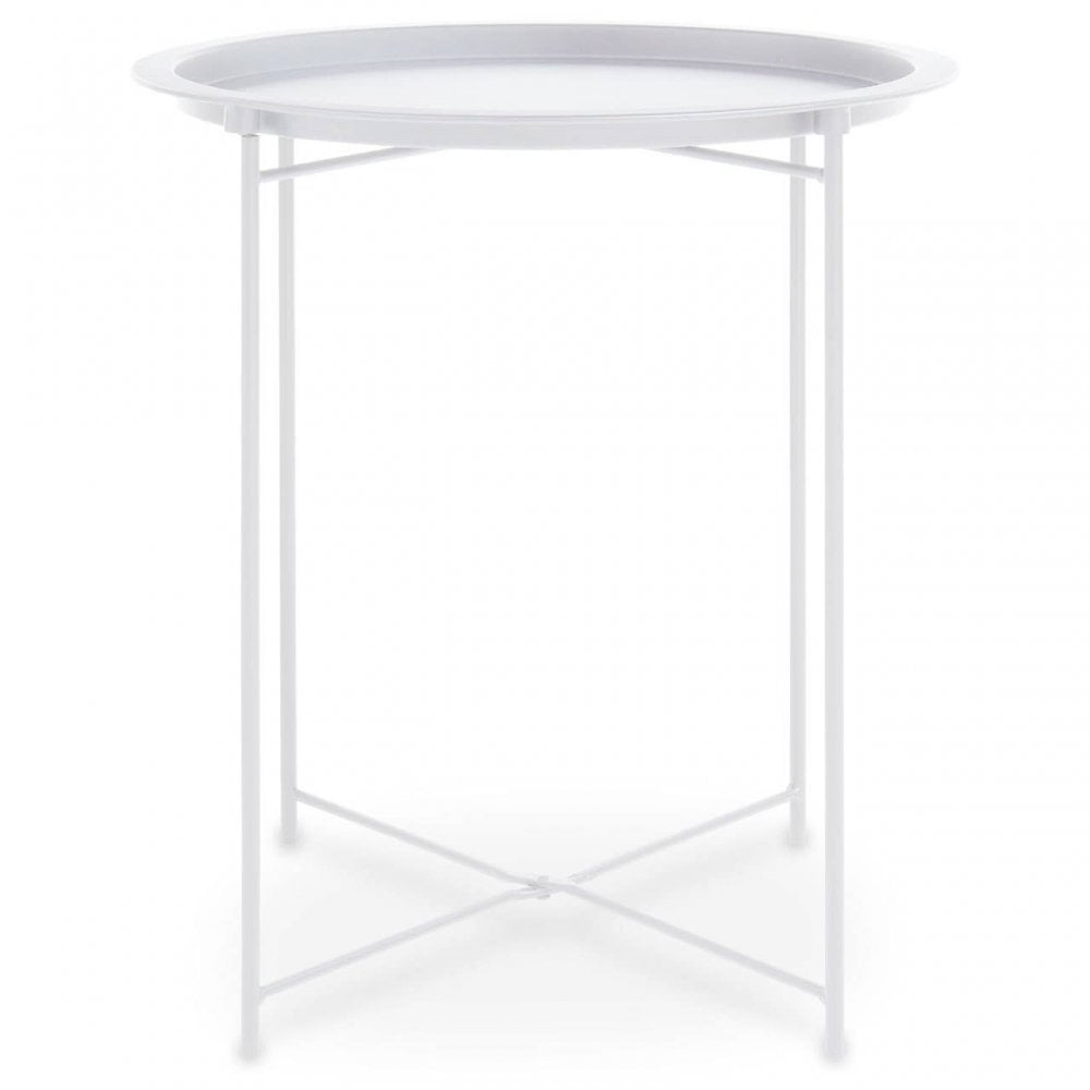 Acero Round White Side Table