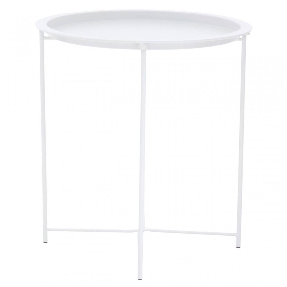 Acero Round White Side Table