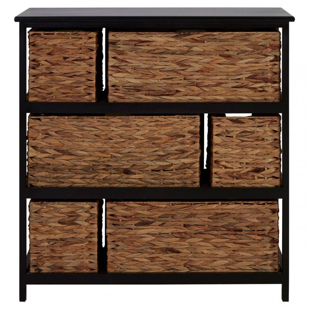 Padstow 6 Drawers Black Frame Storage Unit