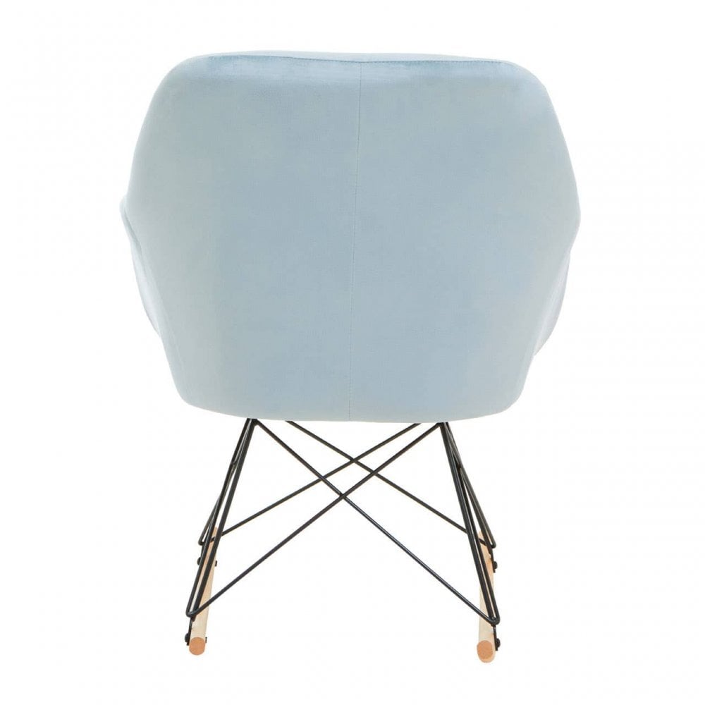 Stockholm Small Blue Velvet Rocking Chair