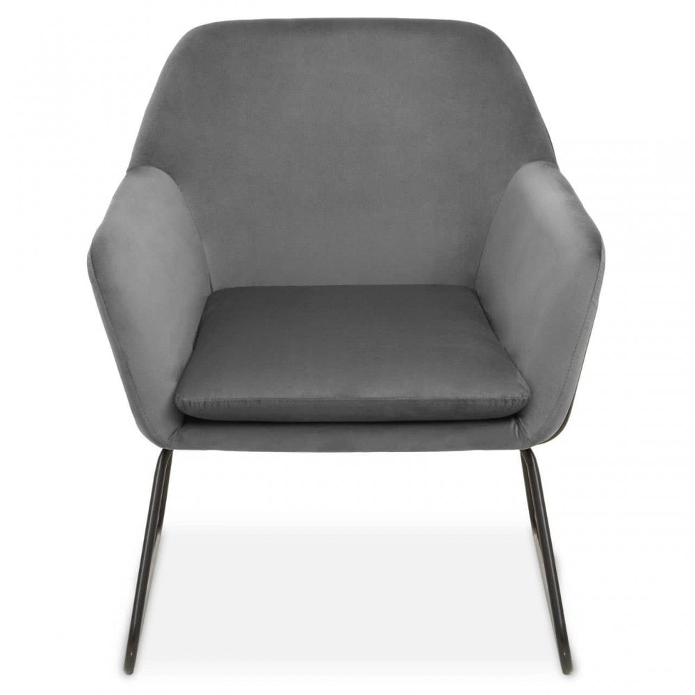 Xander Grey Velvet Black Frame Armchair