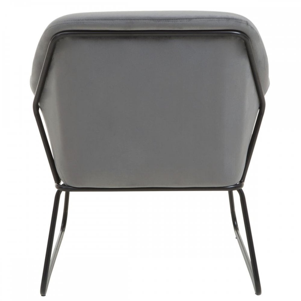 Xander Grey Velvet Black Frame Armchair