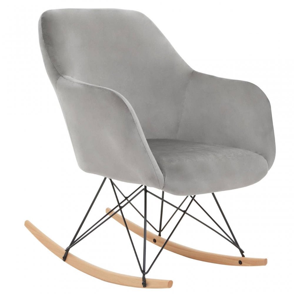 Stockholm Small Grey Velvet Rocking Chair