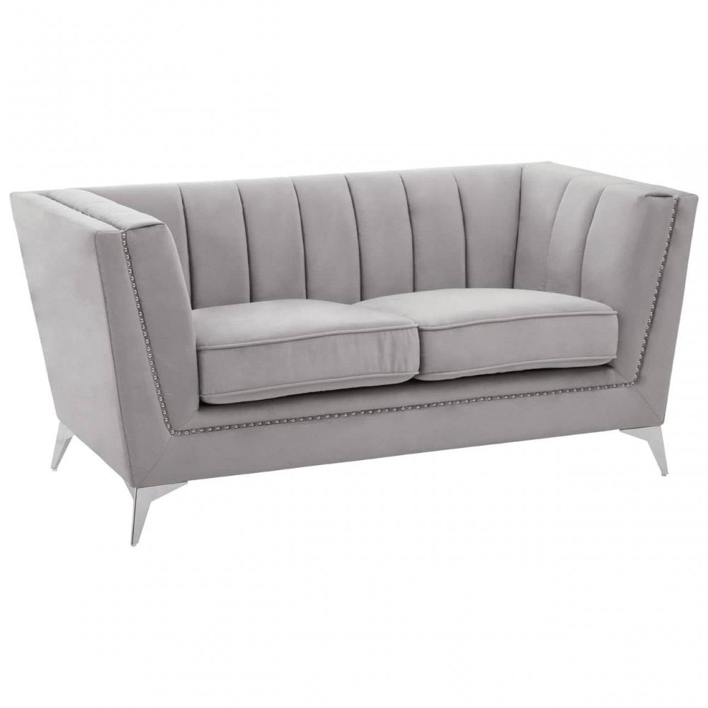 Hansa Two Seat Grey Velvet Sofa