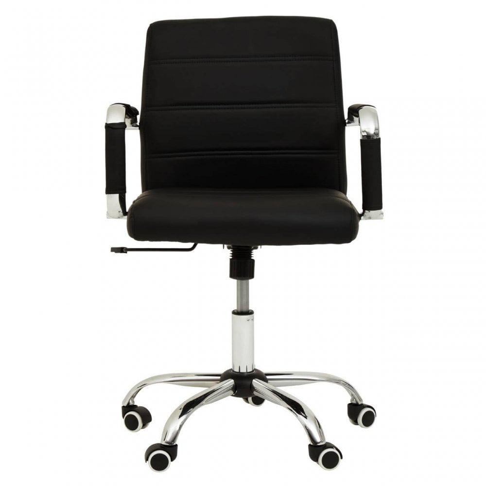 Brent Black Leather Effect And Chrome Home Office Chair