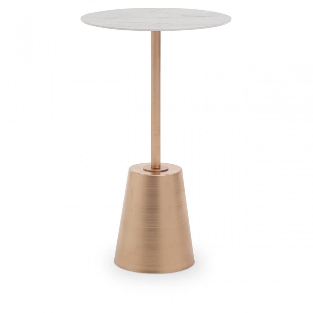 Avola White Marble Effect Top Gold Base Side Table