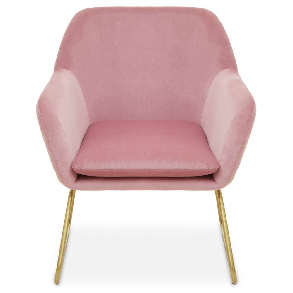 Xander Pink Velvet Bushed Gold Armchair