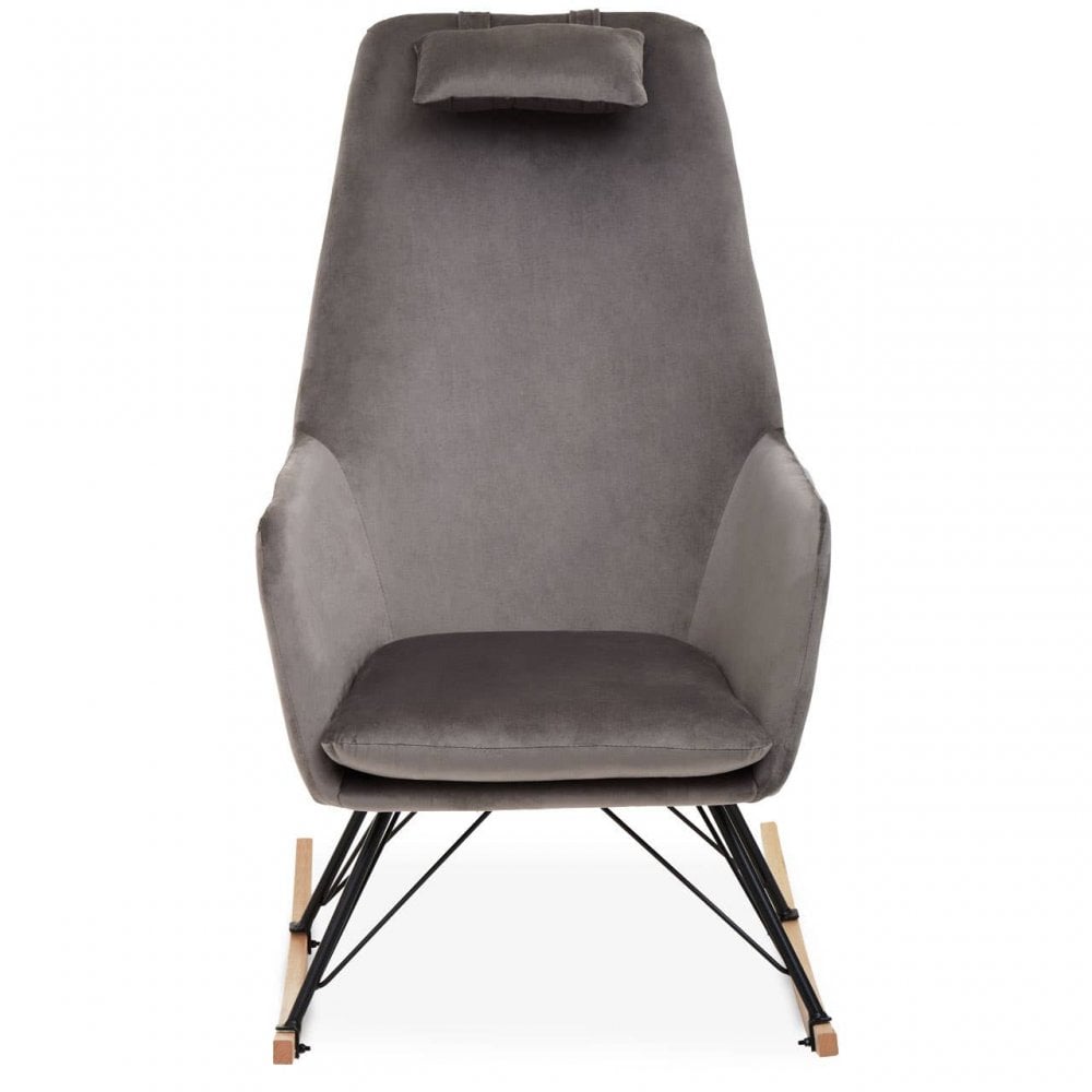 Stockholm Grey Velvet Rocking Chair
