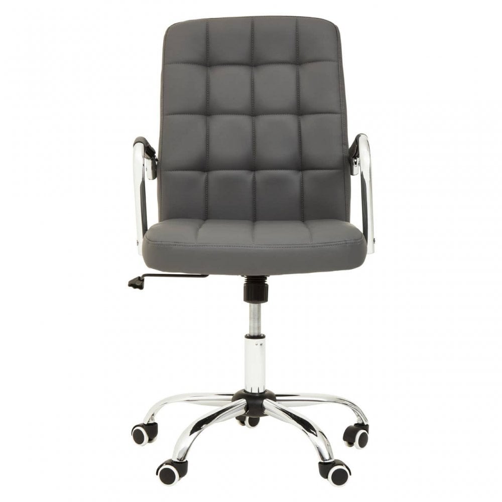 Brent Grey Leather Effect And Chrome Home Office Chair