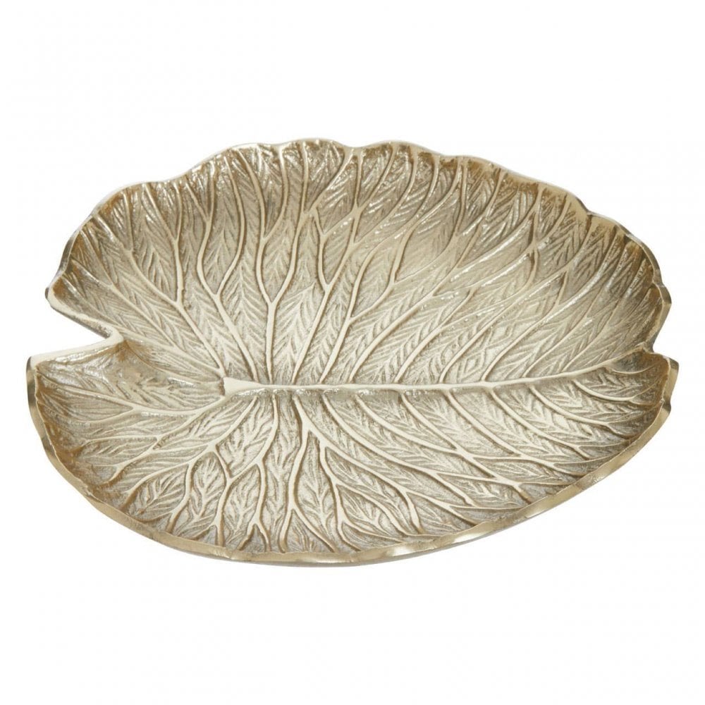 Salma Large Gold Finish Lotus Leaf Plate