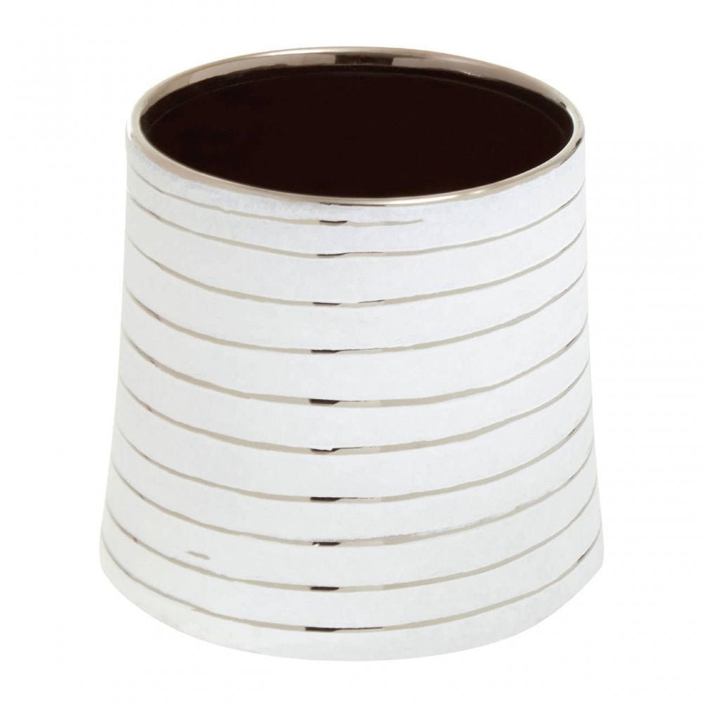 Haldis Large White Silver Ceramic Planter