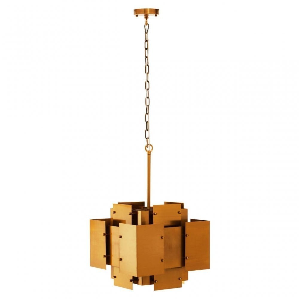 Karlo Metal Brass Finish Pendant Light With Four Bulbs