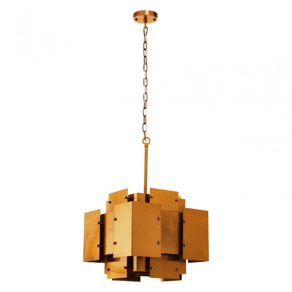 Karlo Metal Brass Finish Pendant Light With Four Bulbs