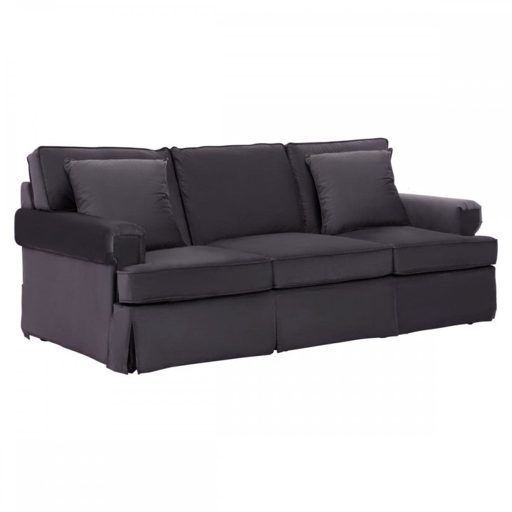 Ralph Three Seat Black Velvet Sofa