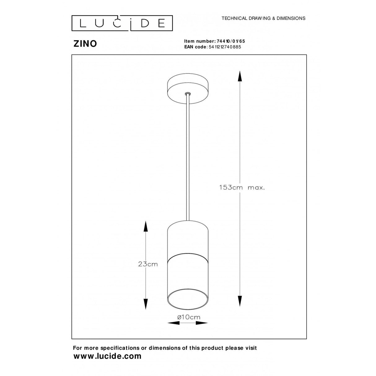 Lucide ZINO - Modern Pendant Lamp - Smoke Grey Glass Cylinder - Adjustable Height E27