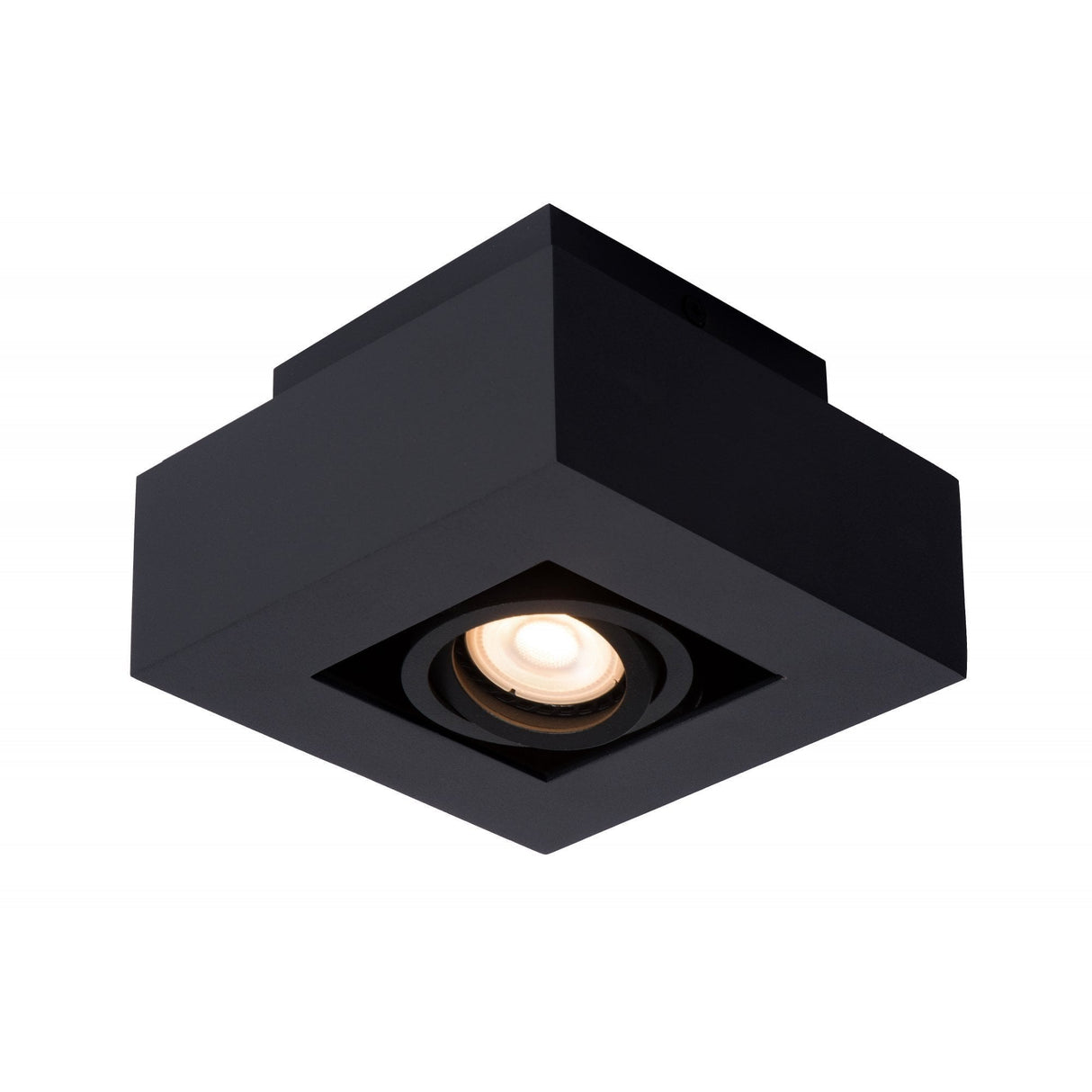 Lucide XIRAX - Modern Black Square LED Ceiling Spotlight - Dimmable GU10 5W 2200K-3000K
