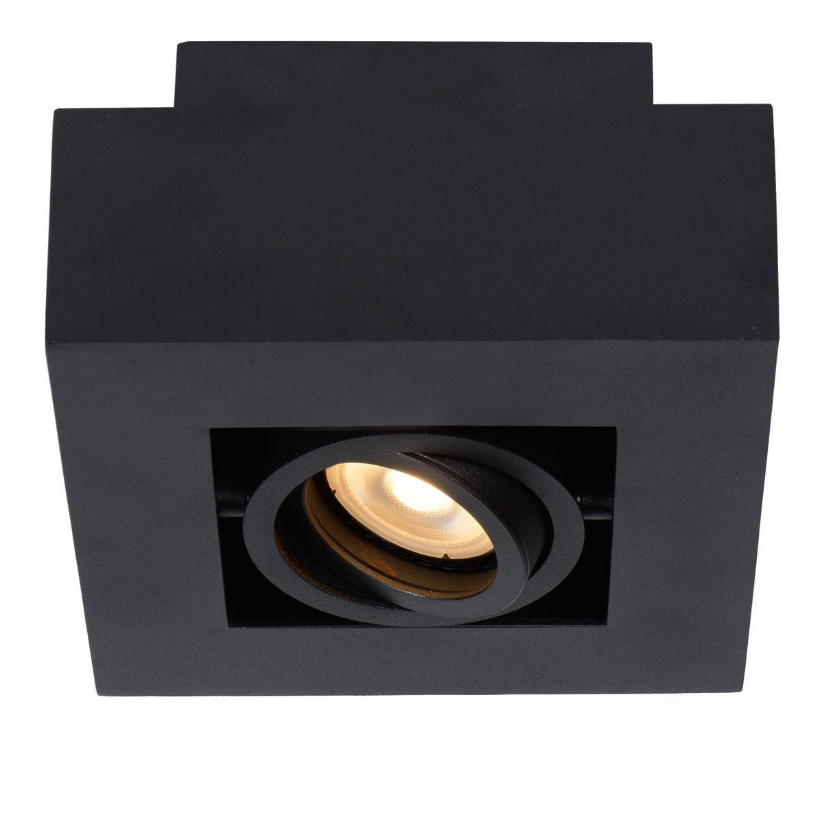 Lucide XIRAX - Modern Black Square LED Ceiling Spotlight - Dimmable GU10 5W 2200K-3000K