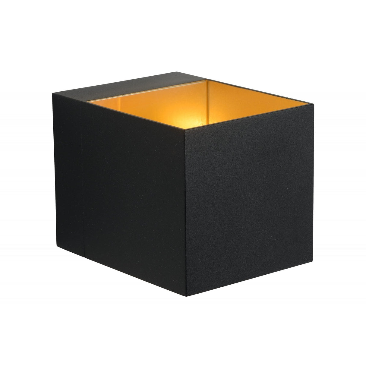 Lucide DEVI - Modern Square Black Wall Light with Matt Gold Interior - 1xG9