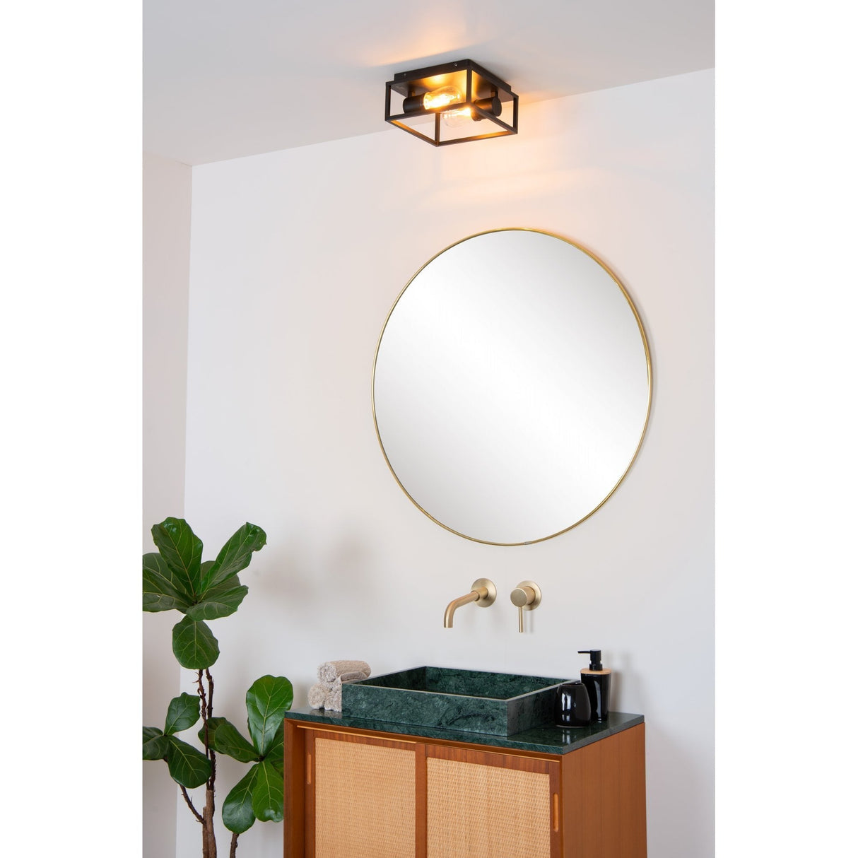 Lucide CARLYN - Modern Black Ceiling Light for Bathroom - 2xE14 - IP54