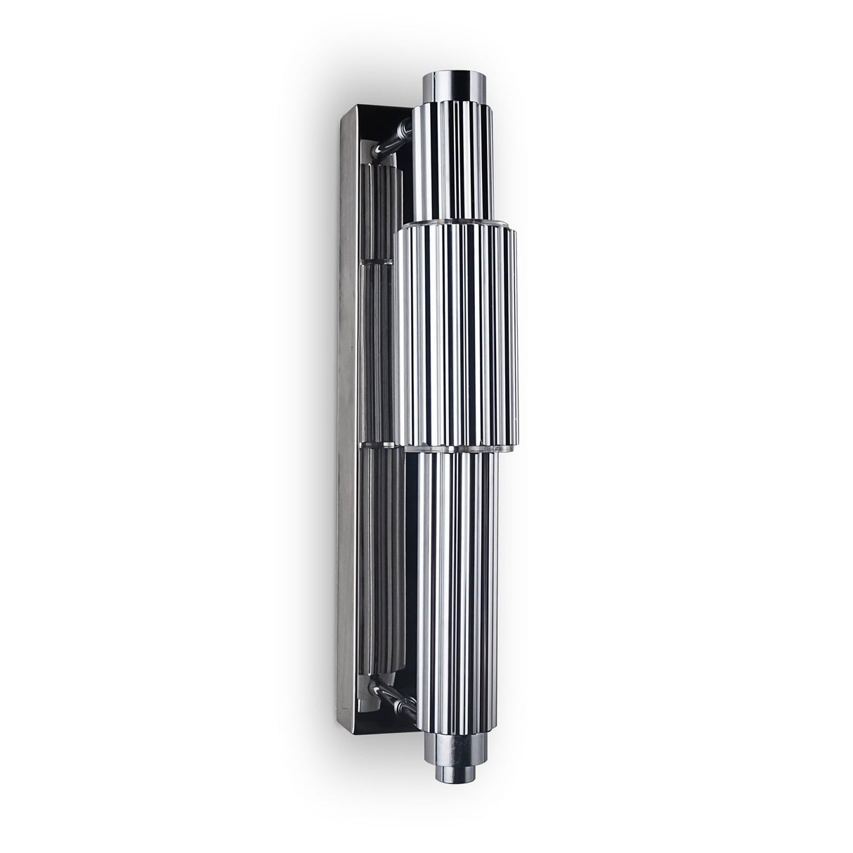 Sleek Chrome Vertical Wall Sconce with Ribbed Glass Design
