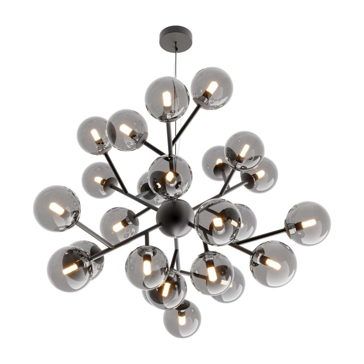 Sleek Smoky Glass Sphere Pendant Lamp - Black