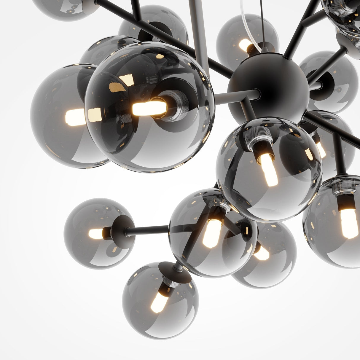 Sleek Smoky Glass Sphere Pendant Lamp - Black