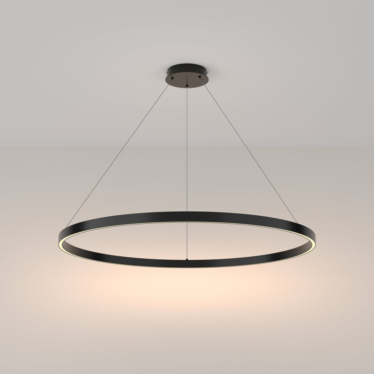 Sleek Black Rim Circle Pendant Light