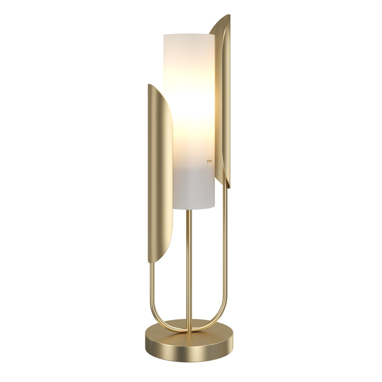 Elegant Gold Asymmetric Table Lamp with White Glass Shade