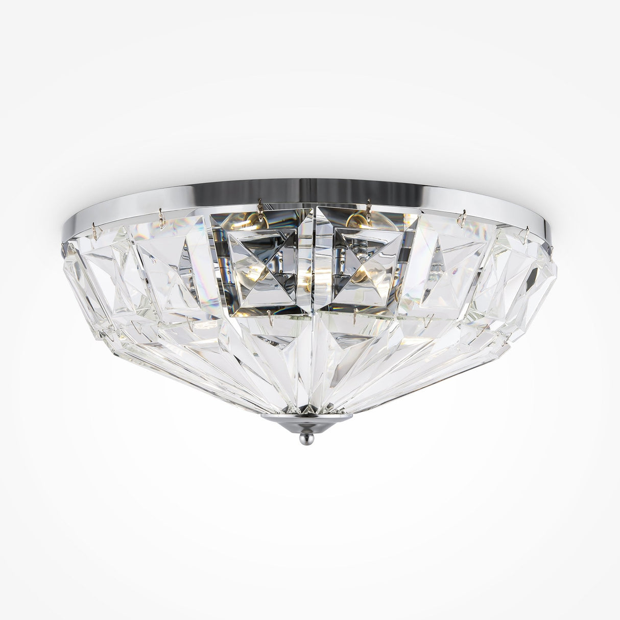 Neoclassical Chrome Facet Ceiling Light Fixture
