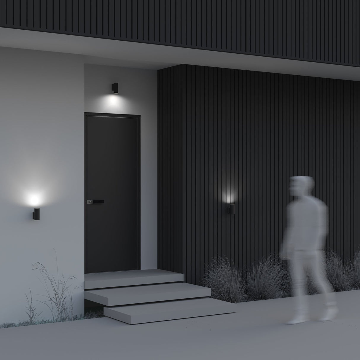 Sleek Grey Bowery Outdoor Wall Lamp