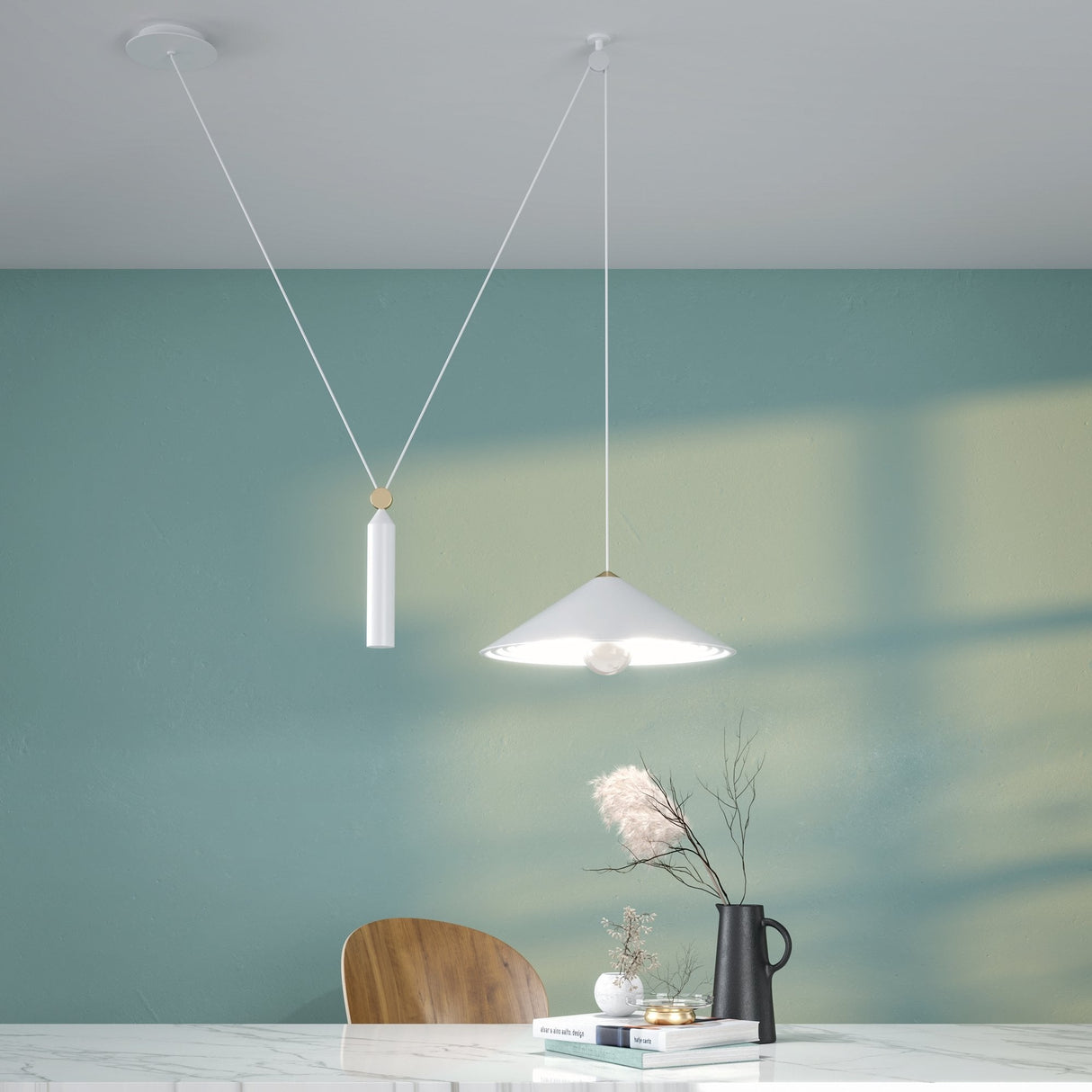 Sleek White Peso Pendant Lamp - Modern Minimalist Design