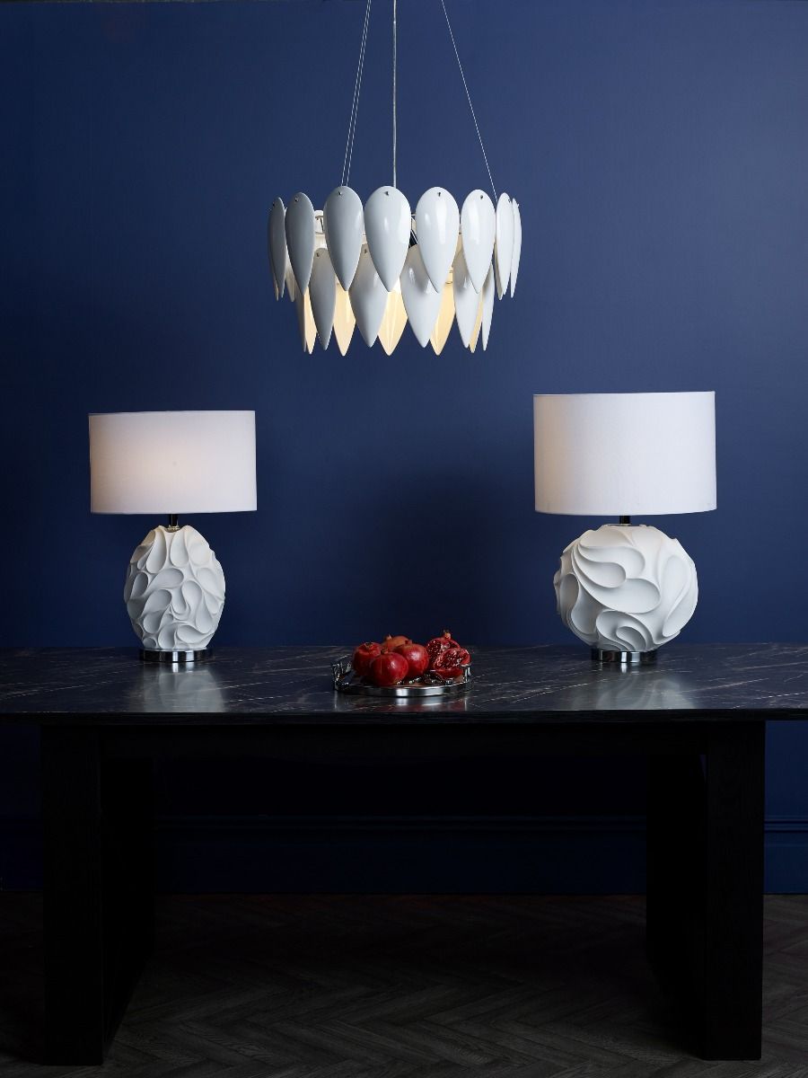 Zachary Oval Table Lamp White With Shade