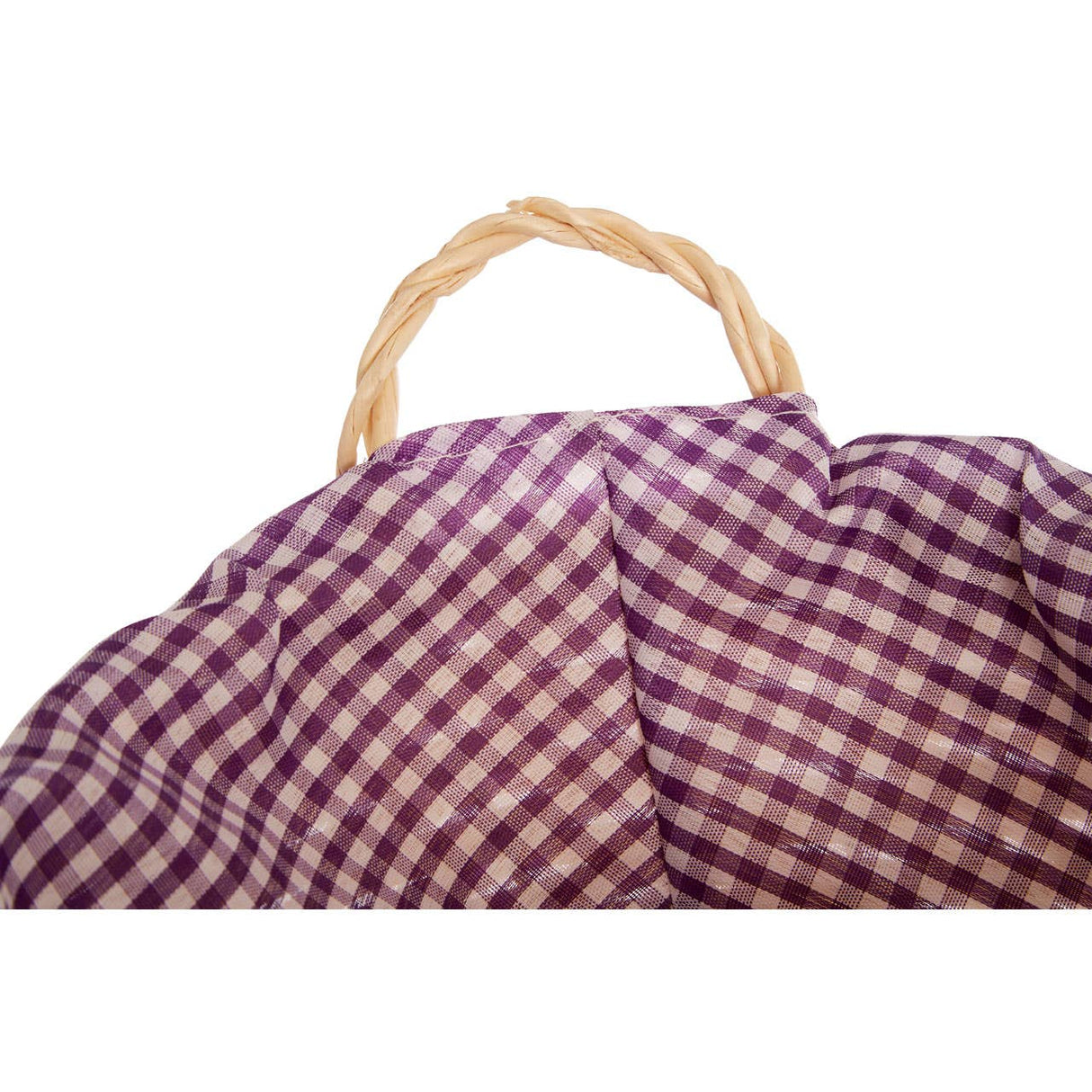 Purple Gingham Lining Round Willow Basket