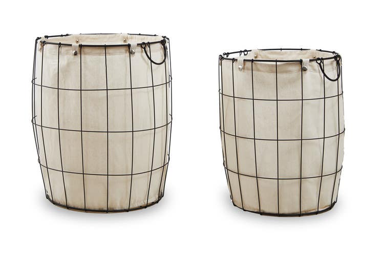 Harga Set Of Two Matte Black Laundry Baskets