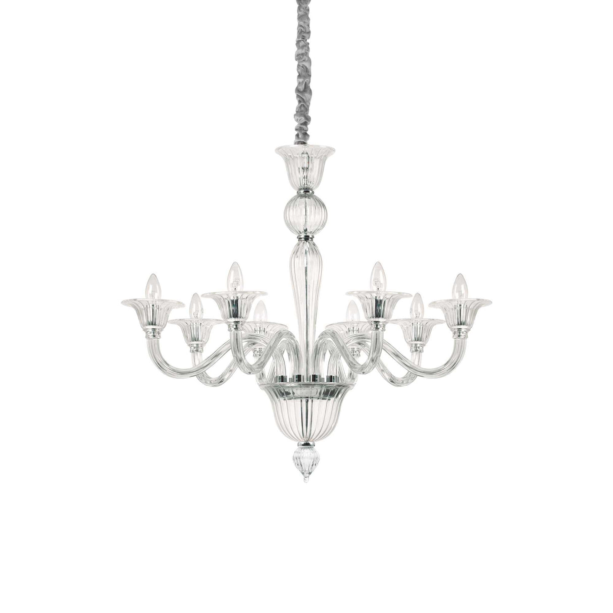 Luminous Elegance: Transparent 8-Bulb Pendant Light