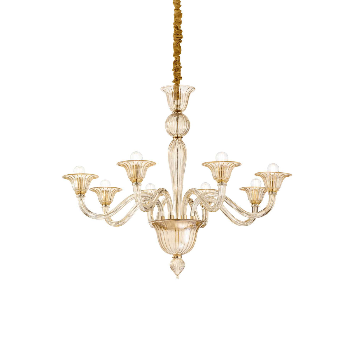 Elegant Amber Radiance: 8-Bulb Pendant Light