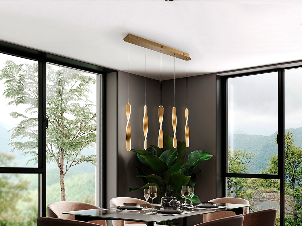 Radiant Gold Spiral Pendant Lamp